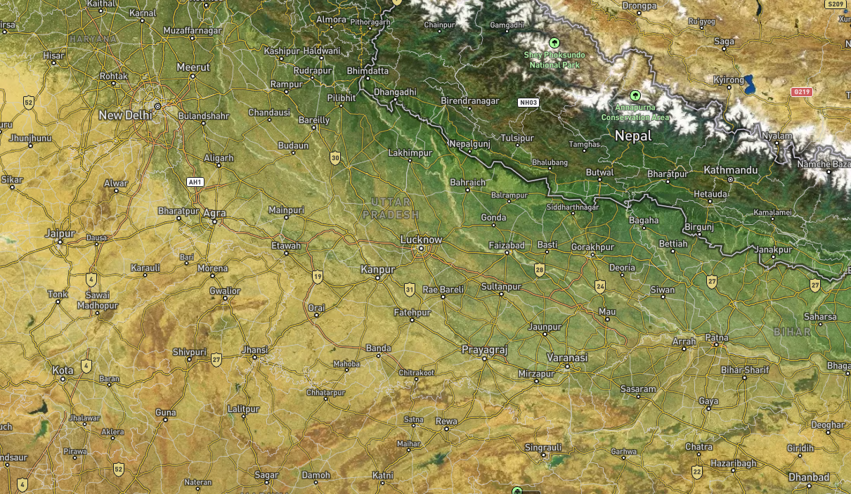 Uttar Pradesh Satellite Map